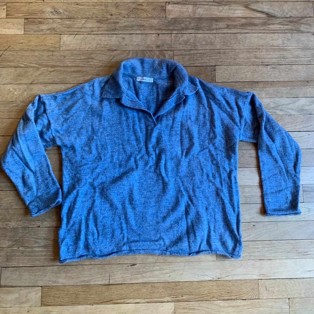 Mango Blue Polo Sweater